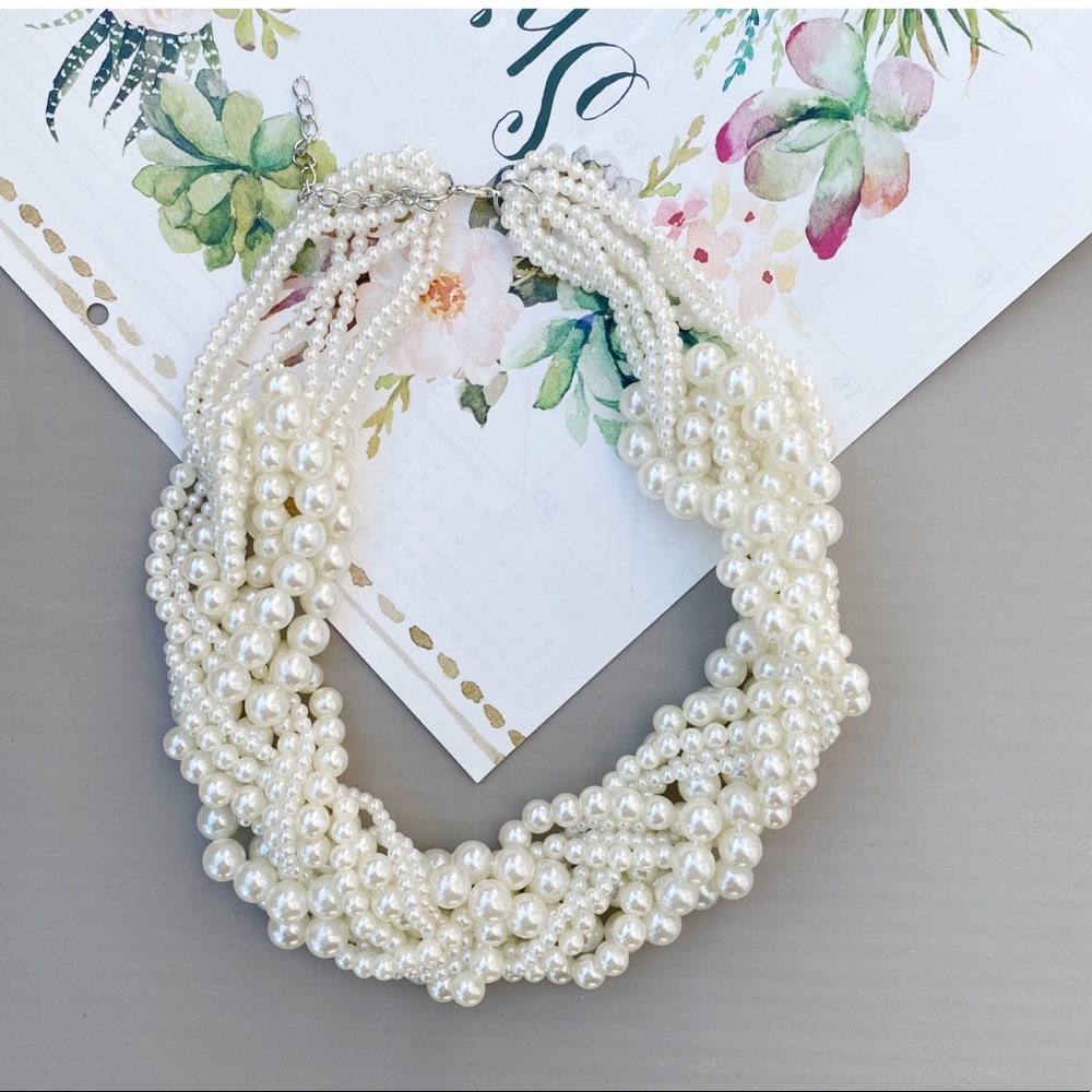 Handmade Twisted Pearls Statement Necklace